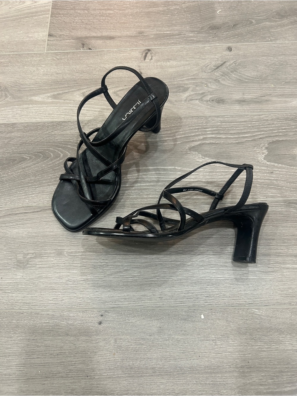 Unlisted Strappy Black Mid-Heel Sandals